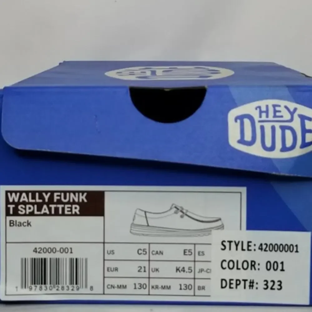 Hey Dude Toddler Wally Funk T SPatter Casual Moccasin Size 5 NWT